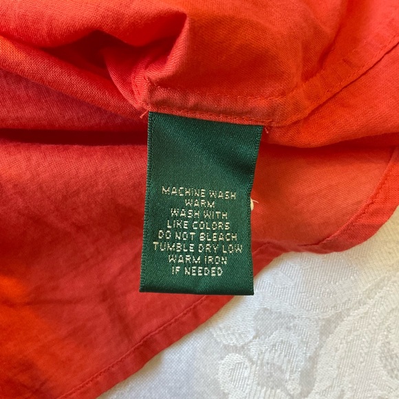 Lauren Ralph Lauren Shirt Orange Button Up Women Size Small Cotton Rollup Sleeve - Picture 8 of 8